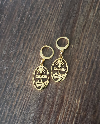 Guam Seal Round Earrings